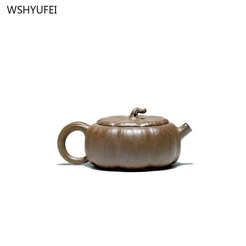 Yixing Purple Clay Pot 140ml Teapot Flat Pumpkin Pot Kung Fu Tea Set Tea Making Pot
