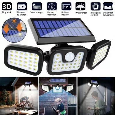 Solar Lights Outdoor Motion Sensor Human Induction Adjustable Head IP65 Waterproof Solar Power Wall Lamp