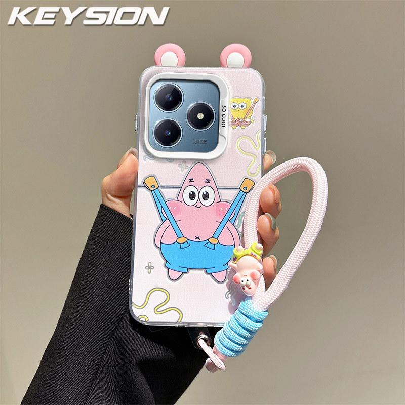 

KEYSION Милий Мультяшний Чохол з Вушками для Realme C63 C61 зі Шнурком М який Силікон+ПК Ударостійкий Чохол для Телефону для OPPO Realme C61 C63 for Realme C63