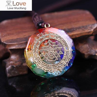 Orgonite Pendant Sri Yantra Necklace Sacred Geometry Chakra Energy Necklace Meditation Jewelry