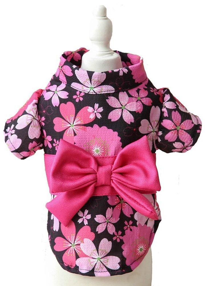 

MaruPet Dog Японская вишня Оба японских маленьких новых памятных черных XS Одежда, весна, стиль, юката, цветение, бант, хризантема, кимоно,