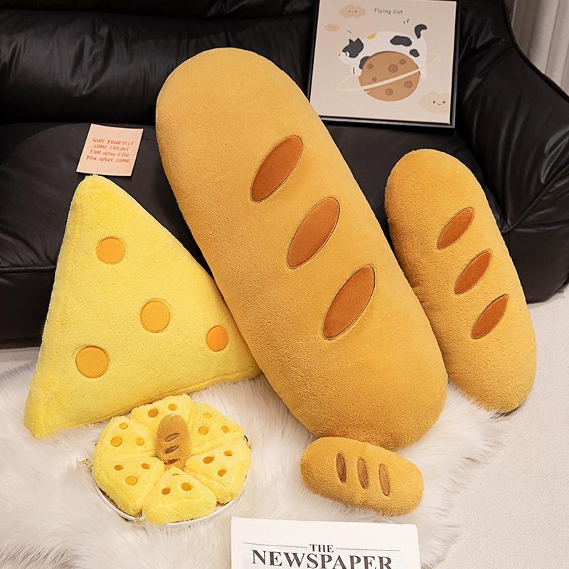 Simulated Cute Baguette Pillow Cheese Plush Toy Sleeping on Long Bed Legs Doll Sofa Cushion