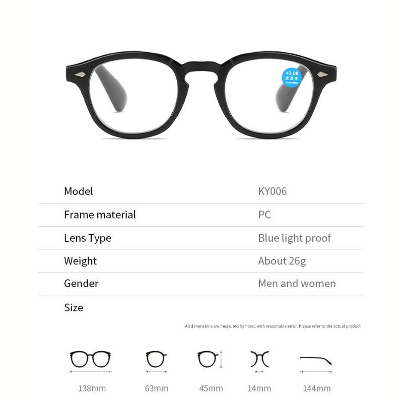 Fashion Round Small Frame Rivet Computer Glasses Classic Tortoiseshell Pattern Men Women Anti Blue Light Ultra Light Vintage Clear Lens Eyewear