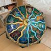 1 Stück Tierkreiszeichen Astrologie Symbole Muster Kleiner Reise Automatischer Faltregenschirm, Kompakter Winddichter Regenschirm, Automatisches Öffnen/Schließen, Geschenk-091512