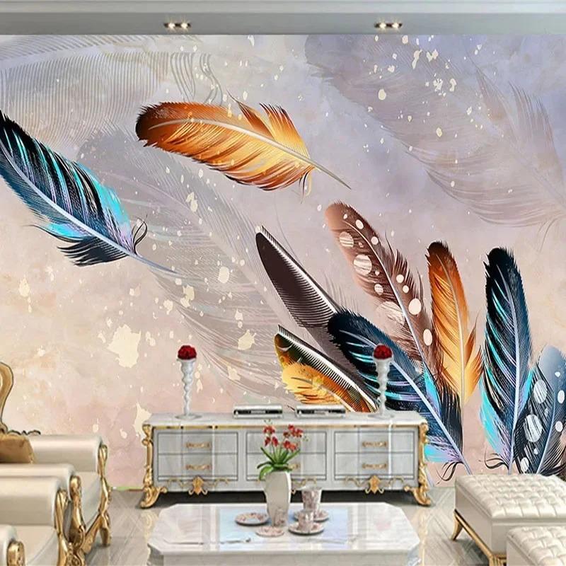 Modern Fashion Feather Wallpaper 3d Abstract Art Photo Wall Murals Living Room Tv Sofa Bedroom Home Decor