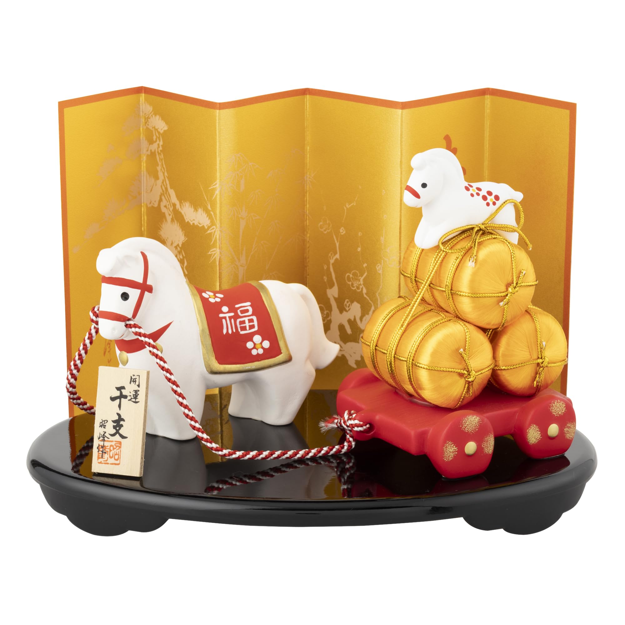 

Seto Pottery Company 2026 Zodiac Figurine - Compact Horse Ornament - New Year s Decoration - Good Fortune - Treasure-Pulling Parent and Child Horse -