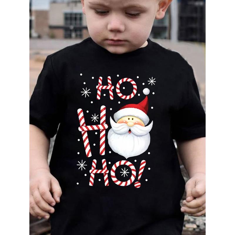 Christmas Summer Boys Fashion Short Sleeve Cartoon Pattern Print Outdoor Casual 110