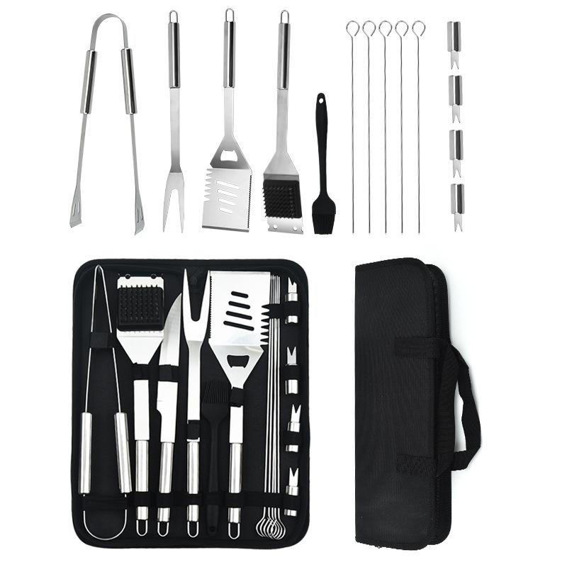Complete Set of Barbecue Tools Stainless Steel Outdoor Camping Tote Bag BBQ Set Combined Grill Set