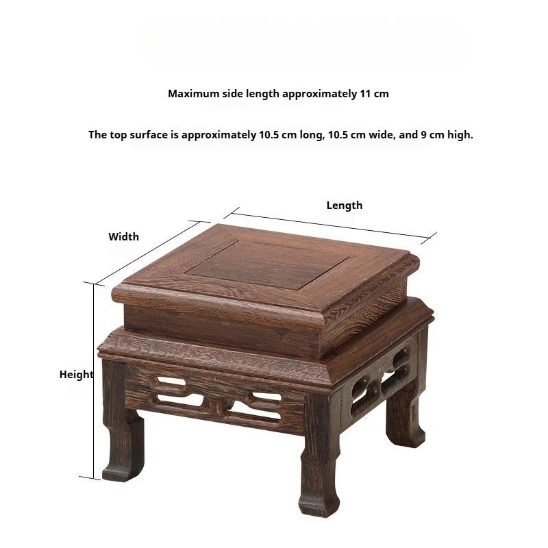 Retro Wooden Engraving Tea Tray Teapot Bases Bonsai Buddha Stand Fish Tank Pedestal Wooden Flowerpot Base Furniture Home Decor