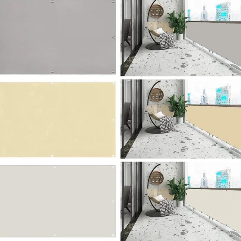 Grey Polyester Waterproof Privacy Screen Net Terrace Windproof Fencing Net Rainproof Sun Shading Sails Canopy