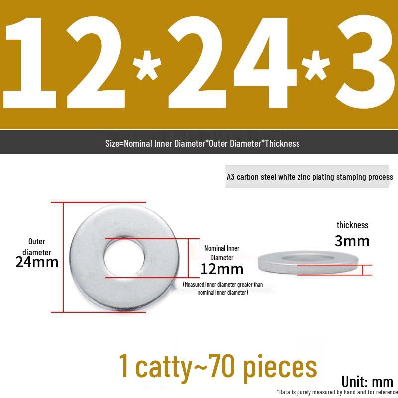 Extra Large Galvanized Metal Flat Washer - Thickened Round Screw Washer M6-M16