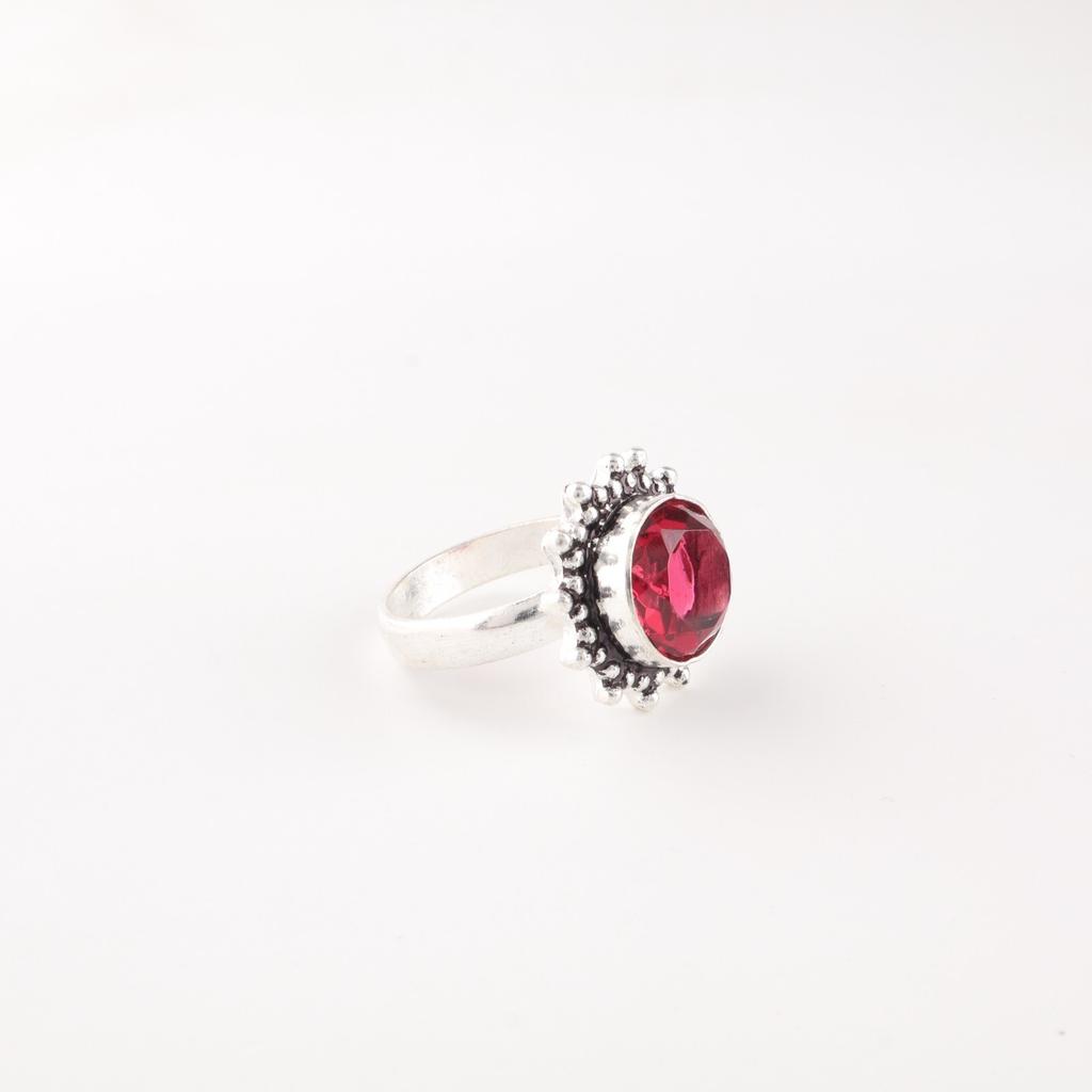 Pink Rubellite Gemstone 925 Sterling Silver Jewelry Handmade Ring Gift For Her RR-7-11