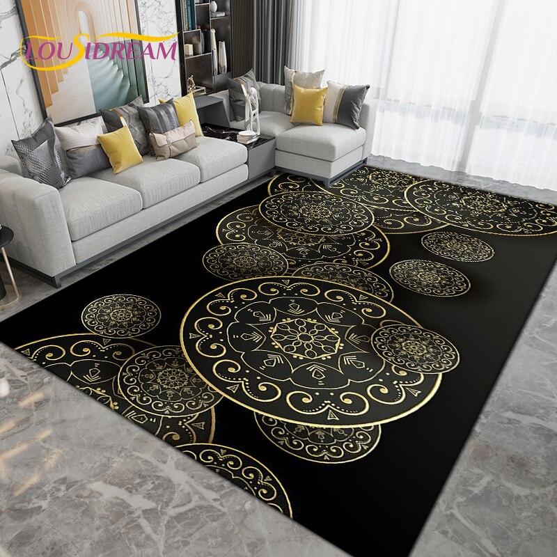 Alfombra grande con Mandala bohemio, alfombras para sala de estar, dormitorio, sofá, felpudo de entrada para cocina y baño, alfombrillas antideslizantes