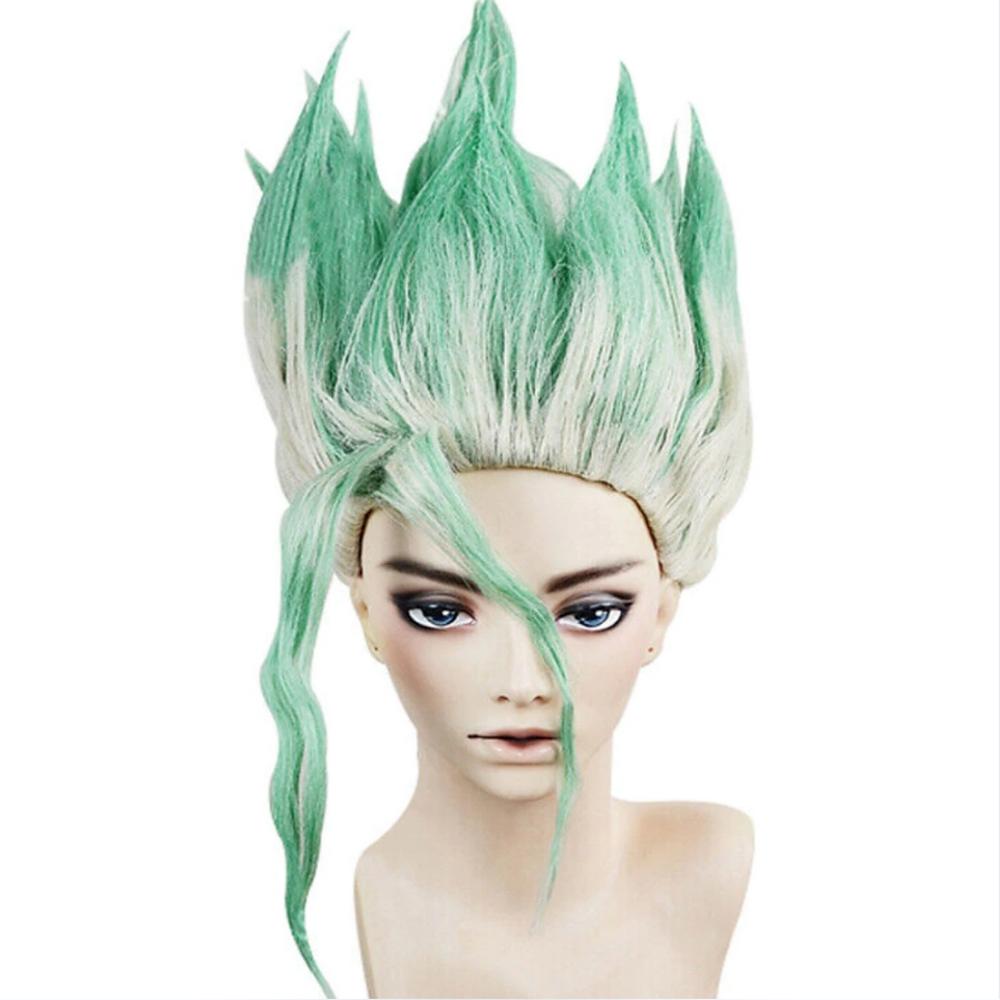 HAIRJOY Anime Dr.Stone Ishigami Senkuu Cosplay Wig Short Green Mix Synthetic  Hair