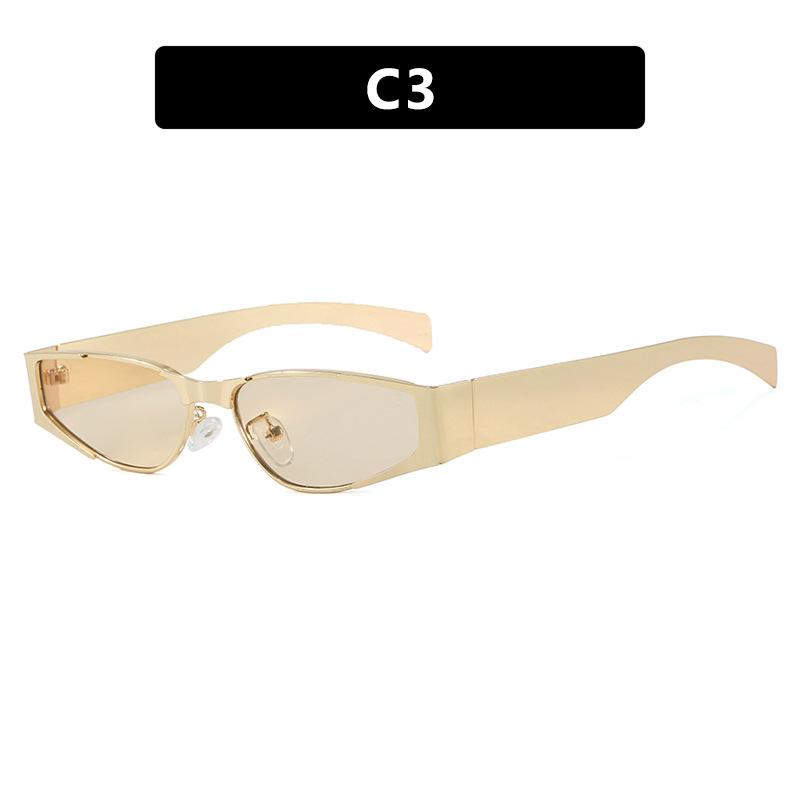Silver Frame Y2K Cat Eye Sunglasses Women Small Narrow Frame Vintage Retro Sporty Punk Hip-Hop Style Fashion Sunglasses UV400