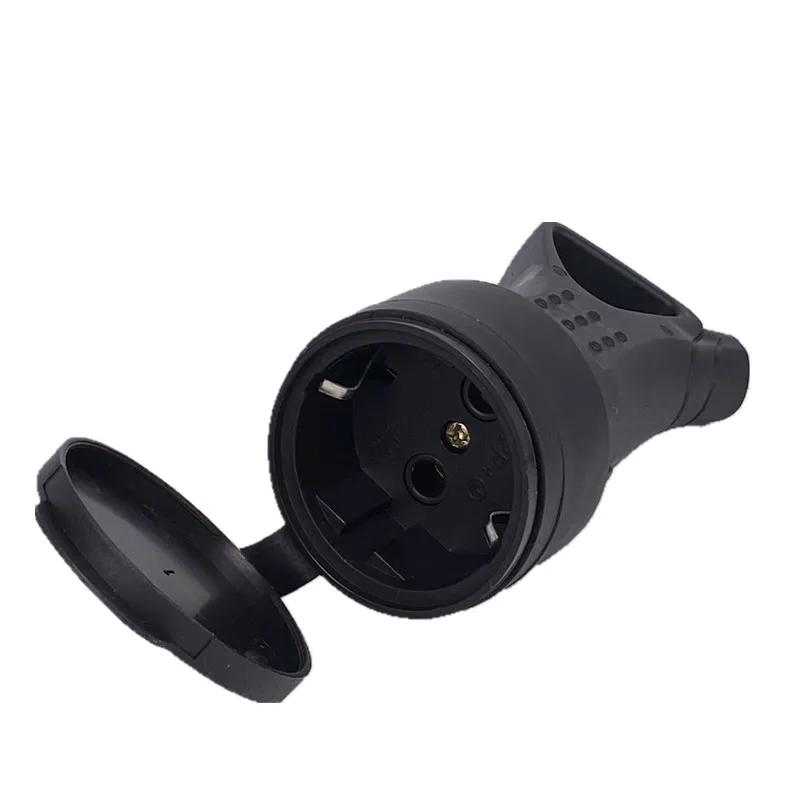 EU Gumová Vodotěsná Zásuvka Zástrčka Elektrický Uzemněný Evropský Konektor s Krytem IP54 pro DIY Napájecí Kabel 16A 250V
