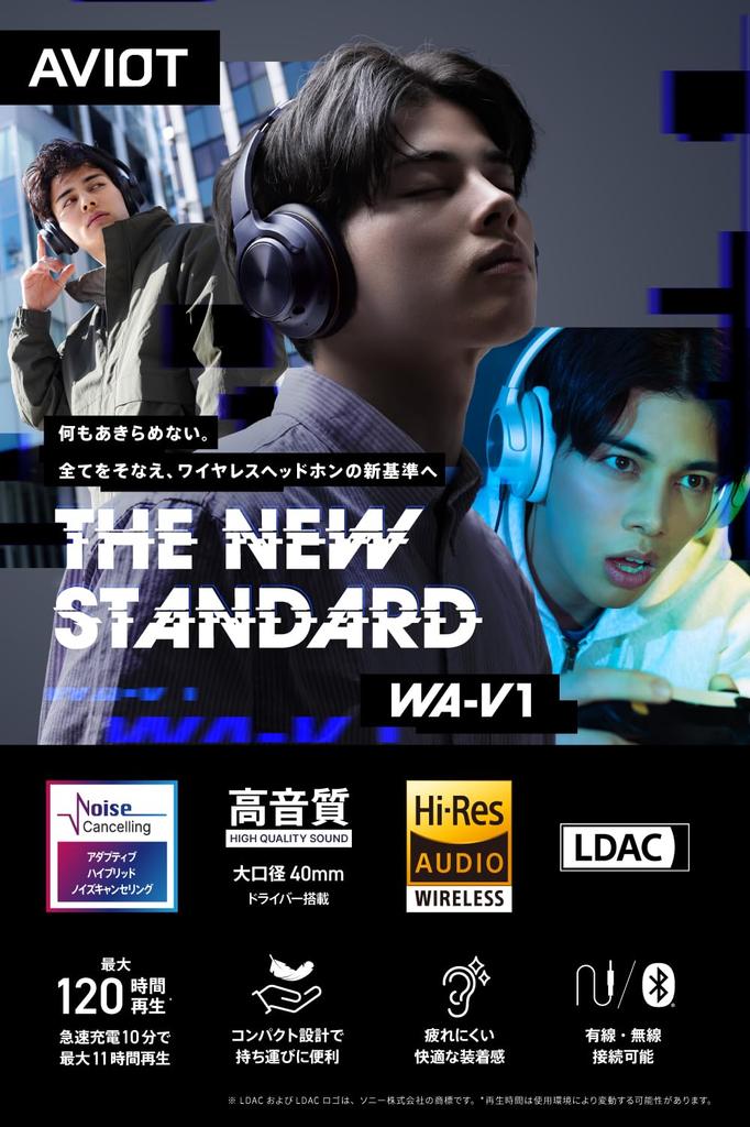 AVIOT Adaptive Hybrid Noise Cancelling Wireless Up to 120 Hours of Breathable Memory Foam Urethane Material for a Comfortable Compact Folding Dual Use