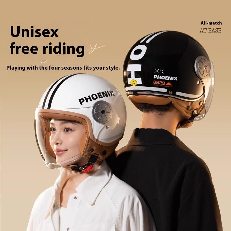 New 3C Certified Motorcycle Helmet Ladies Retro Half Helmet Winter Warm Electric Battery Car Four Seasons Hard Hat