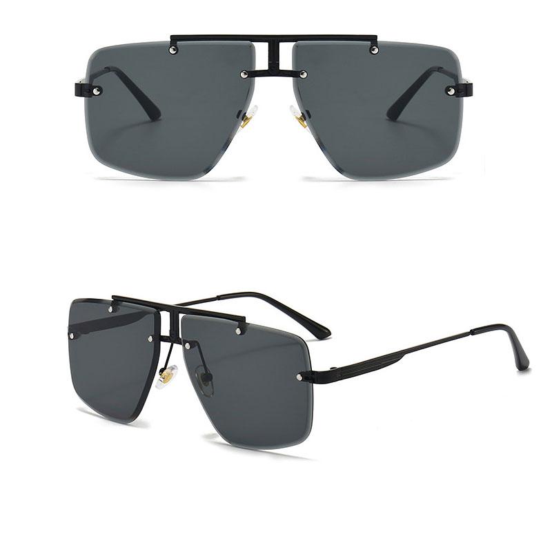 Fashion Frameless Cool Men Driving Glasses Goggle Summer Gradient Sunglasses Vintage Pilot Sun Glasses Punk