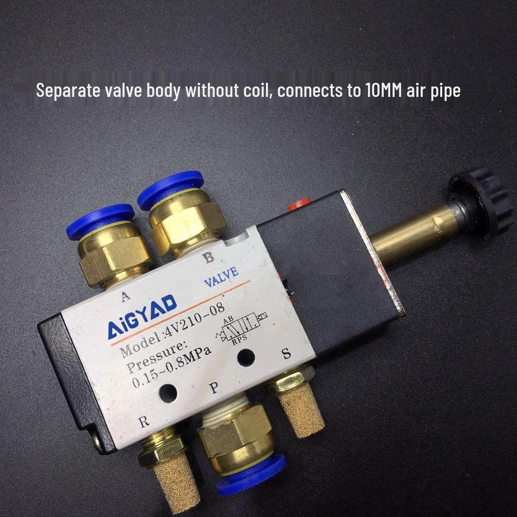 4V210-08 Solenoid Air Valve: Two-Position, Five-Way, AC220V/DC24V