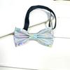 Children's Blue Glitter PU Bow Tie with Flower Decoration
