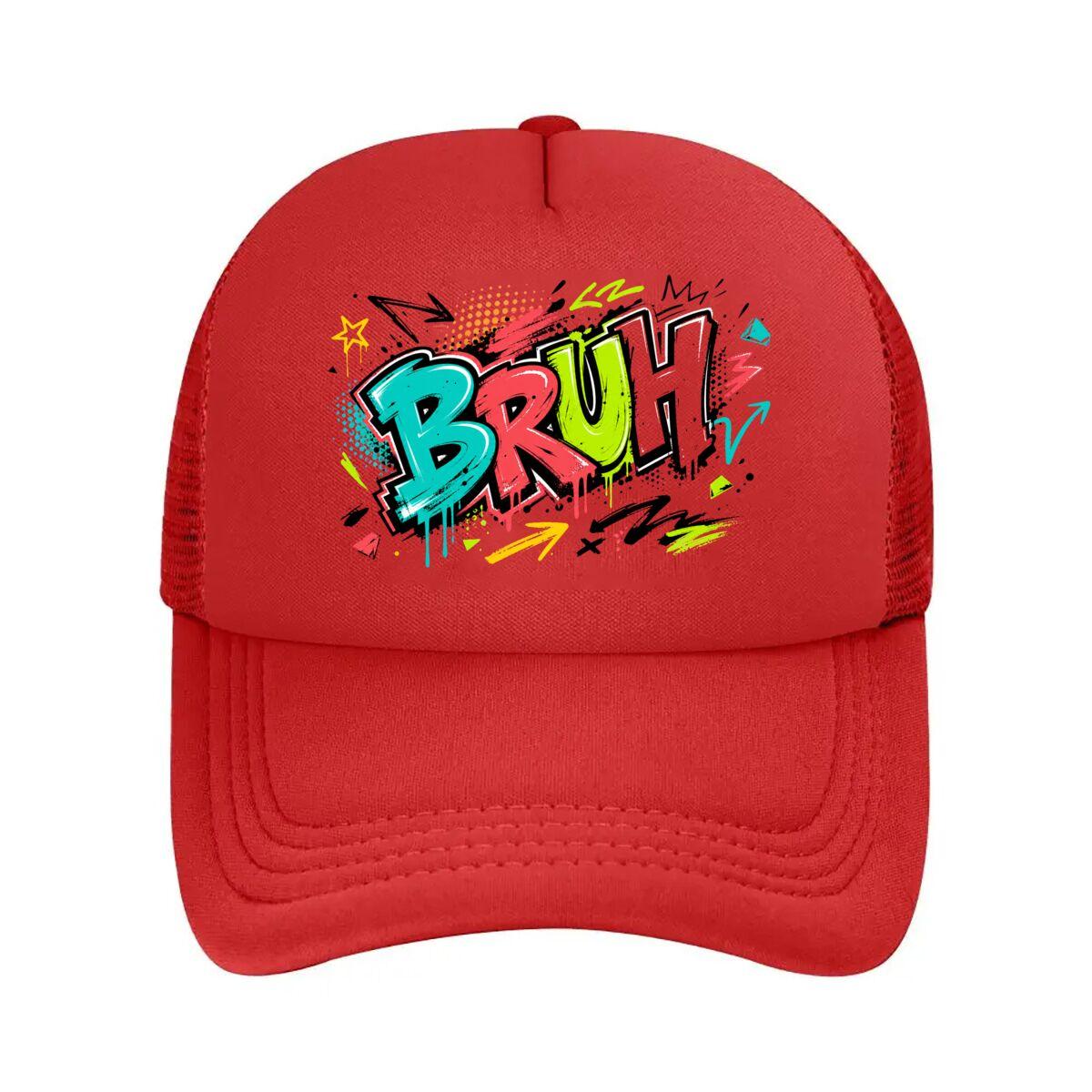 Neon Street Slang Splash Typography Mesh Baseball Cap Hip Hop Adjustable