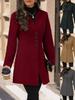 Stand Collar Trench Women Coat Windbreaker Fitted Clothes Femme Loose Cloak Woolen Single-breasted Coat Outwear