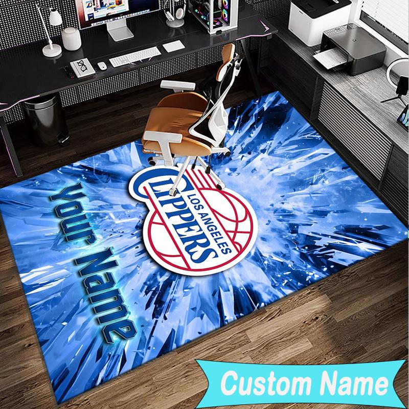 Custom Name Rug LA Clippers Basketball Art Area Rug Suitable for Indoor And Outdoor,Carpets for Homes, Offices,Living Rooms,Home Decor,Christmas Gift