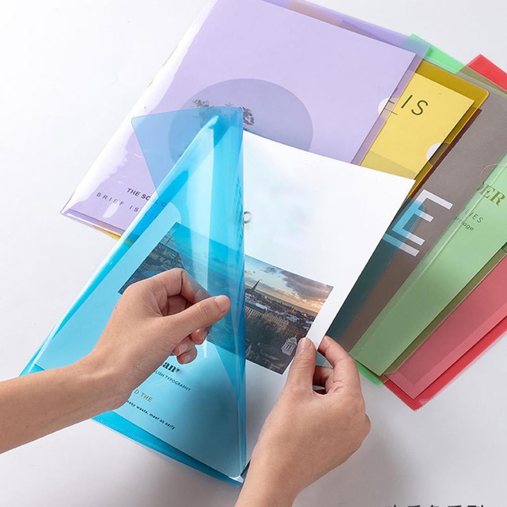 30 PCS A4 Clear Plastic Folders 6 Assorted Colors Plastic Document Sleeves File Folders for Office School Home Organization