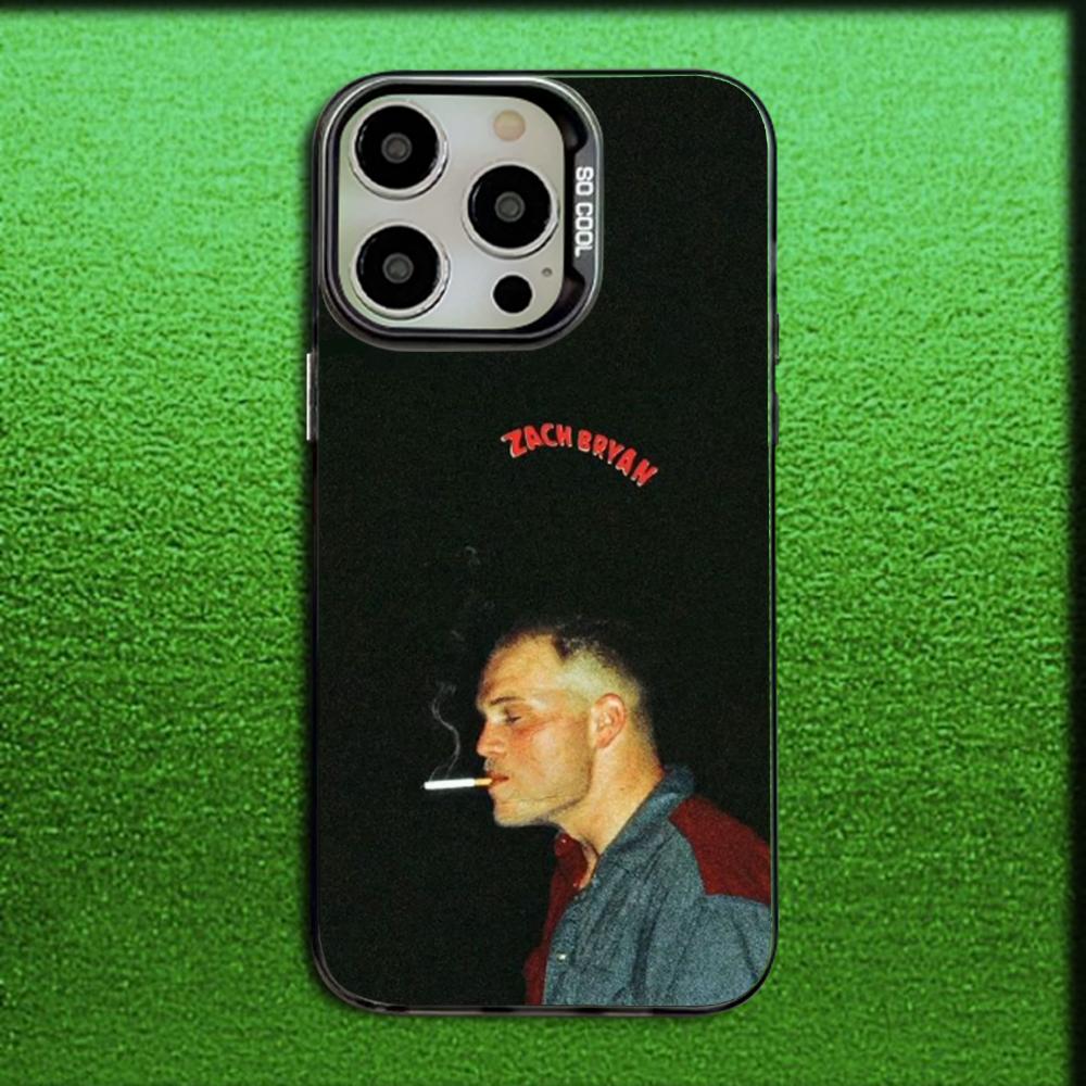 Singer Z-Zach Bryan Phone Case For iPhone 16,15,14,13,12,11,Mini,Pro,MAX Gray Matte Silicone Black Cover