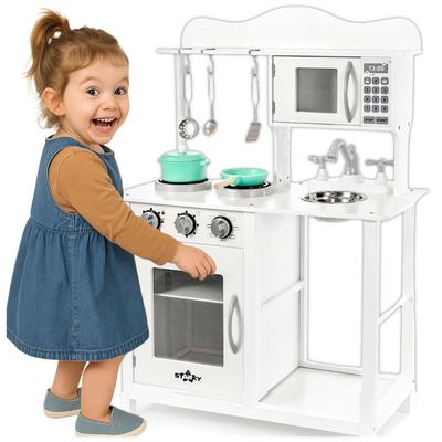 Kitchen Microwave Large Wooden Oven for Children + Accessories