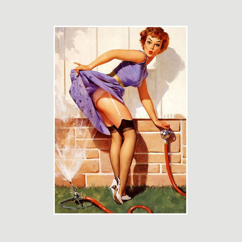 

Винтажная белая бумага Pin Up Girl Poster Pub Kitchen Спальня Украшение Живопись Картины Настенные художественные принты Домашний бар Декор Интерьер Фреска 42x30cm