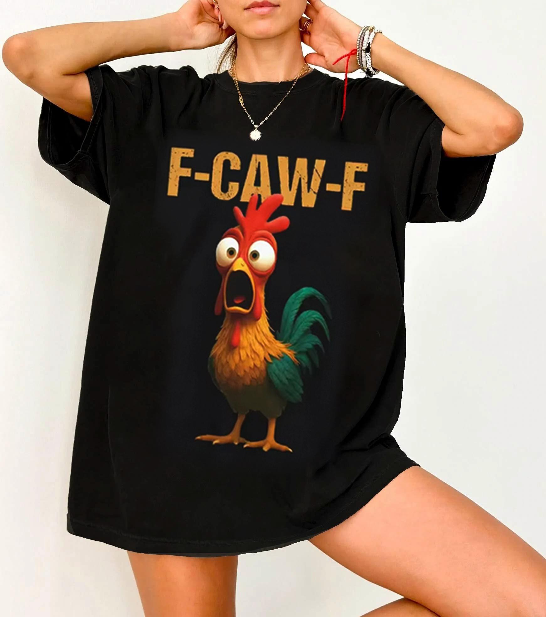 

Novelty F Caw F Chicken T Shirts Meme Tee Women Unisex Cotton Summer Harajuku Oversized Funny Short Sleeve Gifts Loose Casual Tops S
