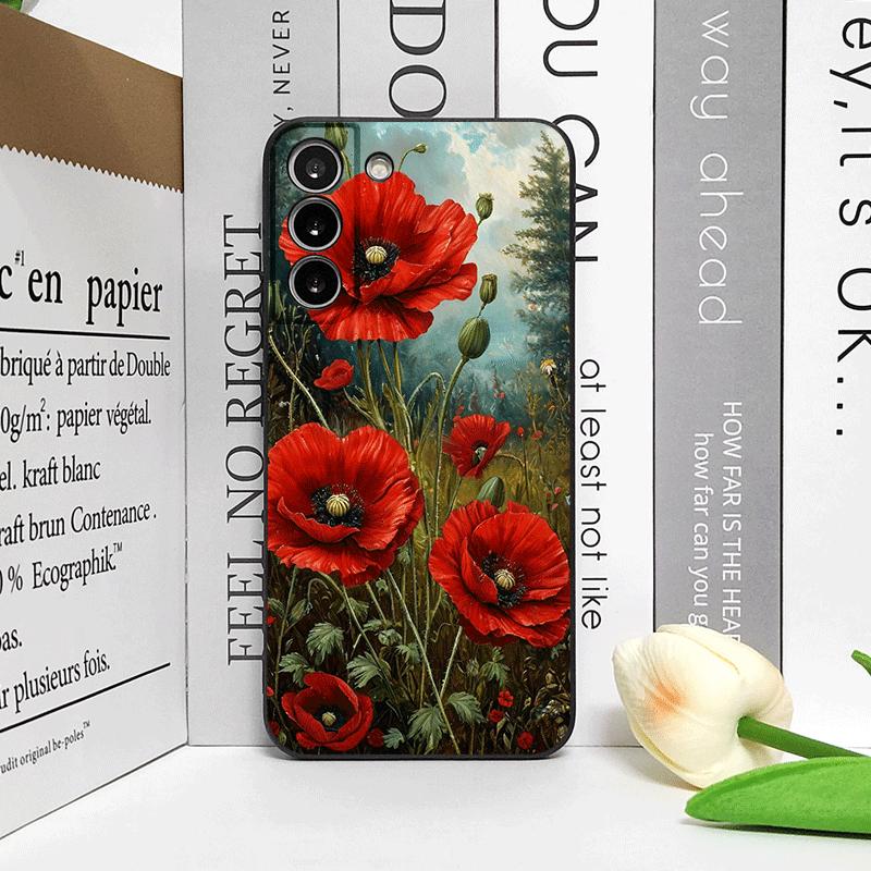 Retro Poppy Flower Bloom Hot Red Printed Phone Case for Motorola Moto Edge 50 Fusion 60 Stylus 40 30 Neo G75 G85 G84 G54 Covers