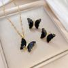 Full of Zirconium Exquisite Wind Copper Micro-inlaid Earrings Necklace Set Combination