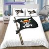 One Piece Straw Hat Pirates Pattern Bedding Quilt Set Quilt Cover Pillowcase Home Birthday Gift(1 * Duvet Cover + 2 * Pillowcase, Without Core)