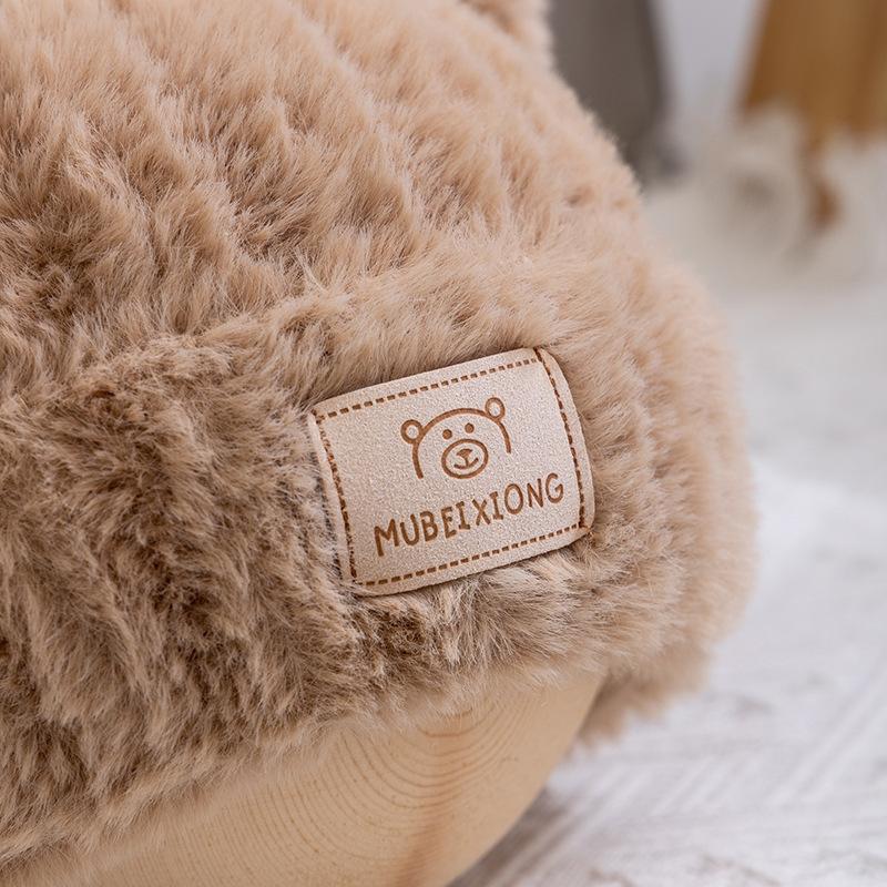 New autumn and winter children's hats cartoon bear plush hats men's and women's treasures outdoor windproof warm knitted hats