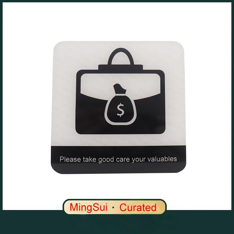 Pop Black Acrylic Creative Signage Please take good care your valuables Sign Wall Label Sticker Warning Badge for Public Shoppe Mall Restaurant Gyms