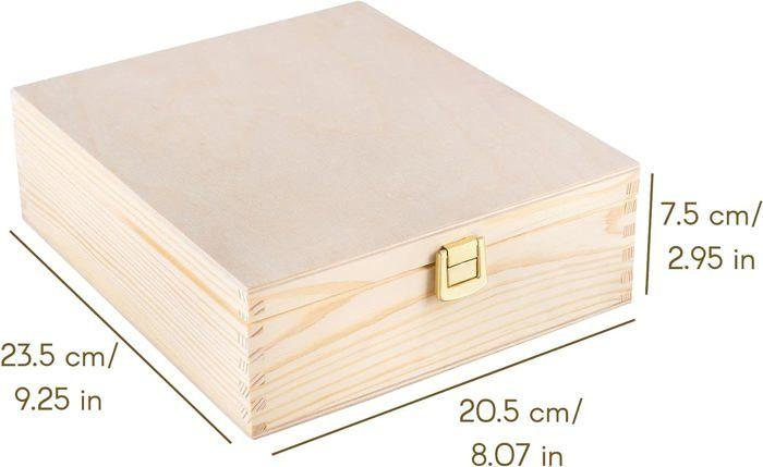 Boîte à thé en bois - creative deco - non peint - 9 compartiments - 23,5x20,5x7,5cm - naturel