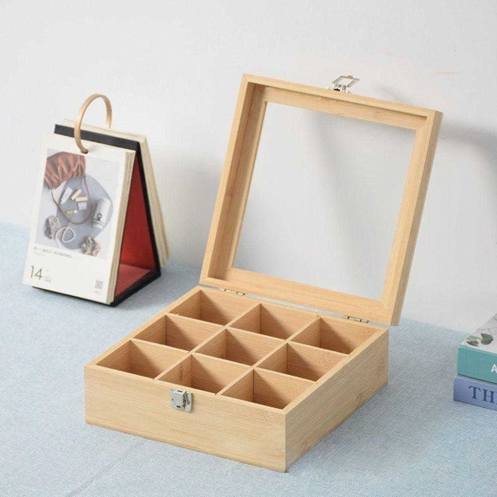 Dustproof Jewelry Organizer Wooden Tea Box Holder Tea Bag Storage Boxes  Kitchen Bar