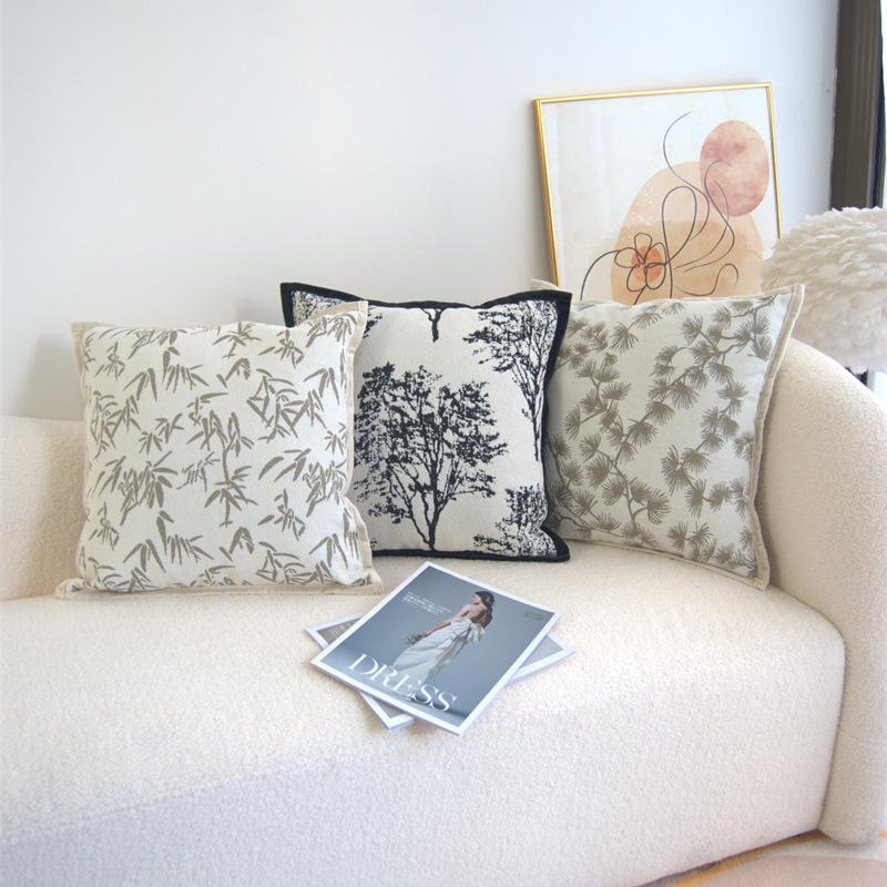 Chinese Style Light Luxury Velvet Pillowcase Retro Model Room Living Room Sofa Cushion Bay Window Pillow Zen Meaning