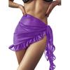 Cover Up Skirt Pure Color Loose Fit Lace-Up Design Quick-Drying Bikini Cover Up Ruffle Trim Sun Protection Beachwear