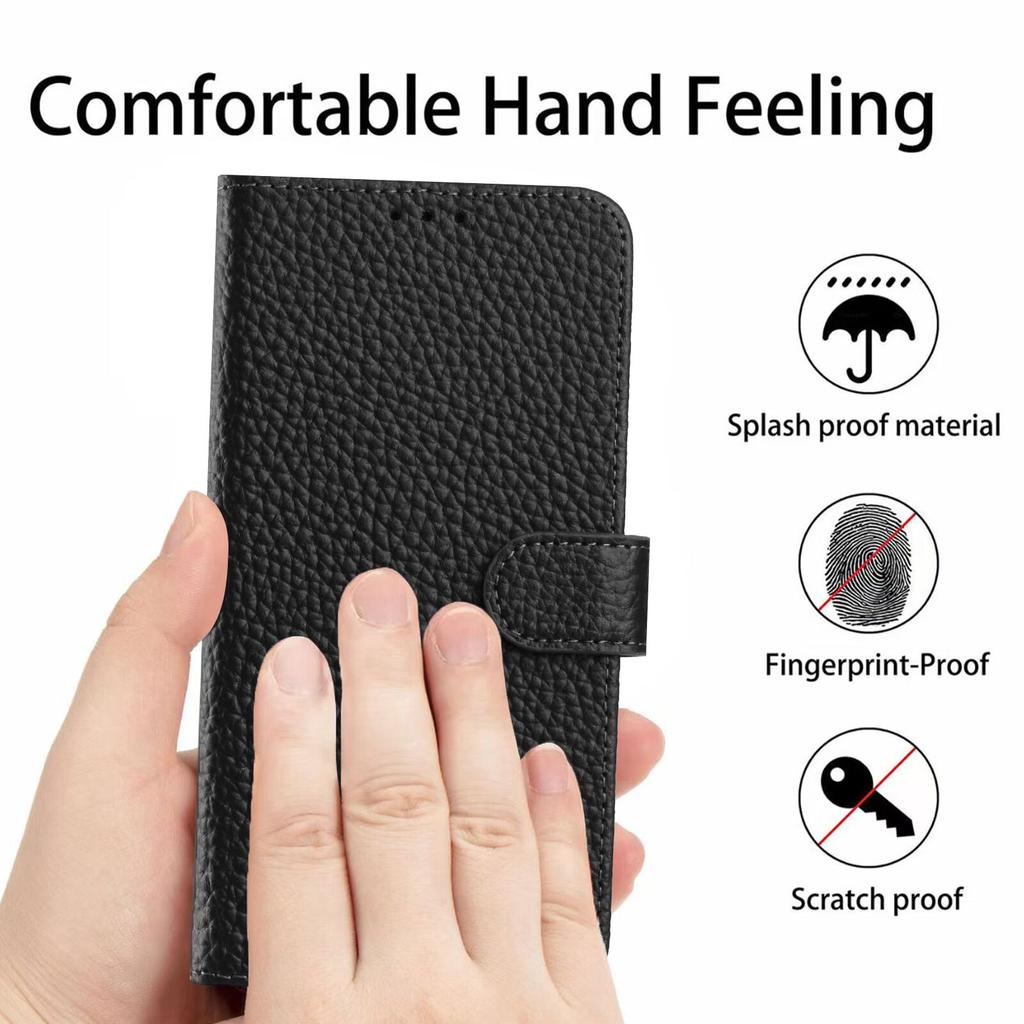 For Xiaomi Redmi 15 5G Case Wallet Stand Litchi Texture Genuine Cow Leather Flip Phone Cover