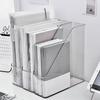2pcs/Transparent Acrylic File Storage Box Desktop Multi-Compartment Large Capacity Office Desk Organizer