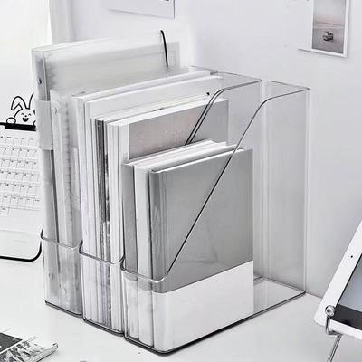 2pcs/Transparent Acrylic File Storage Box Desktop Multi-Compartment Large Capacity Office Desk Organizer