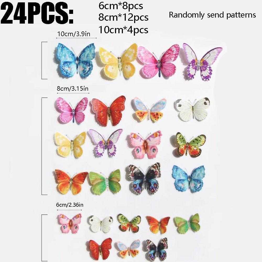 24/36Pcs Watercolor Butterfly 3D Wall Stickers Butterflies Room Home Decoration Self-adhesive Mural For Wedding DIY Decor Decals