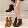 French Stretch Suede Pointed Toe Booties 2026 Fashionable New Thin and Versatile Autumn and Winter Women's Boots