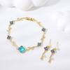 Elegant and Stylish Lucky Clover and Sweet Four-leaf Clover Bracelet and Earring Jewelry Set