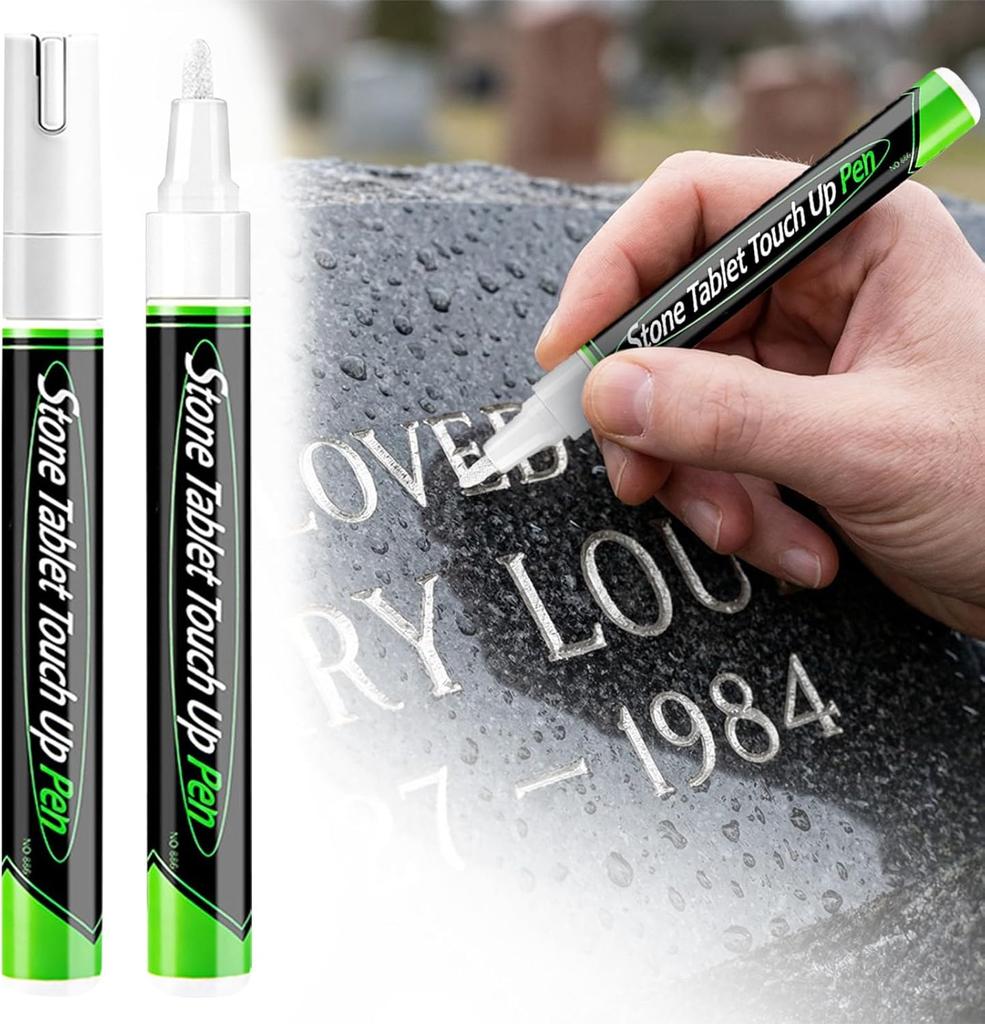 Marcador de lápida Pluma de retoque para piedra para restaurar inscripciones descoloridas en lápidas Impermeable Cobertura fuerte para letras de lápidas