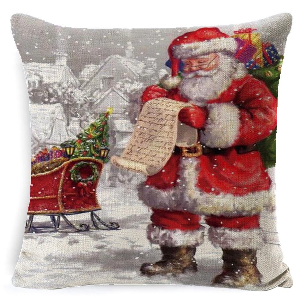Christmas Linen Pillow Case Home Nap Lumbar Cushion Pillow Sofa Bedside Cushion Pillow Case
